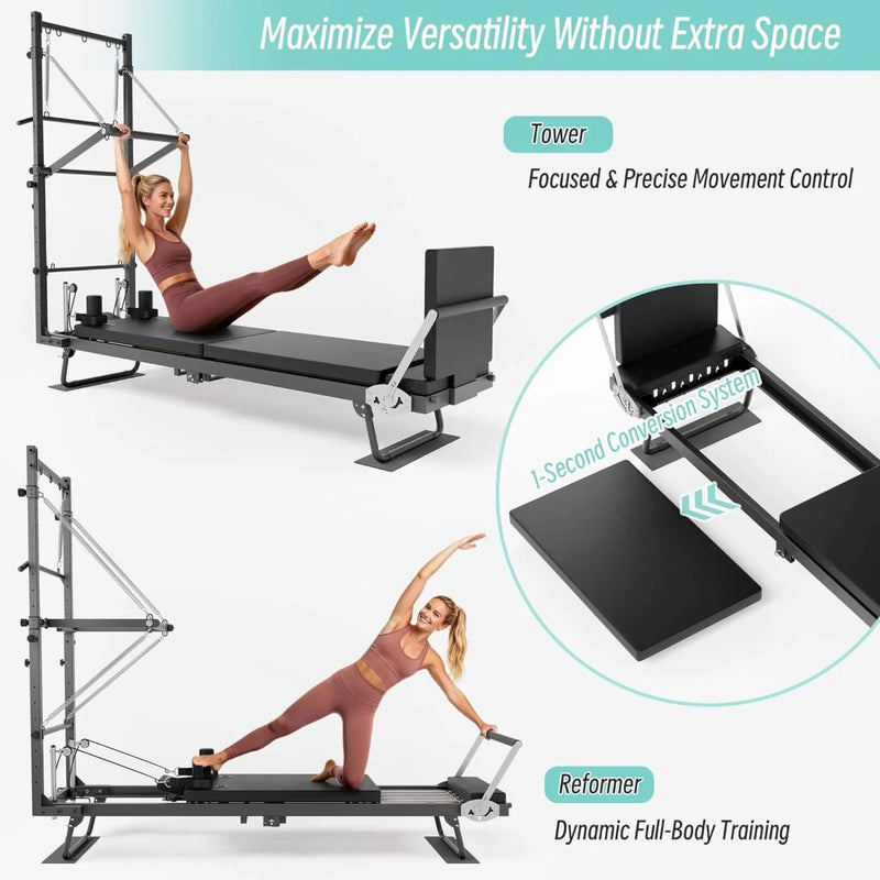 Core Pilates Foldable Dual Resistance Pilates Reformer Machine With Tower (SAK96041) by SAKSBY WHOLESALE