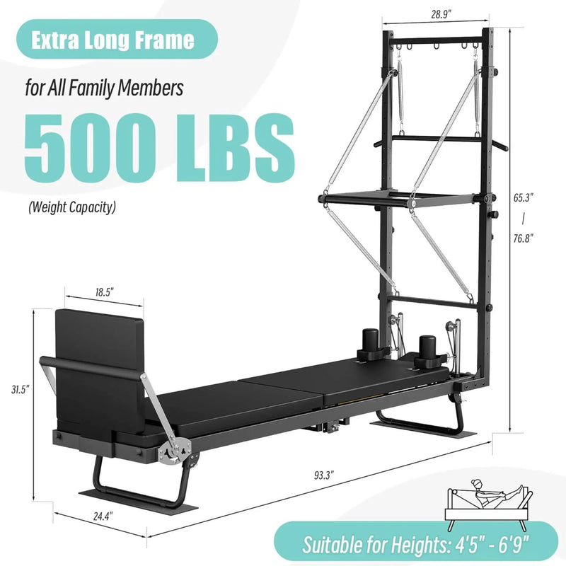 Core Pilates Foldable Dual Resistance Pilates Reformer Machine With Tower (SAK96041) by SAKSBY WHOLESALE