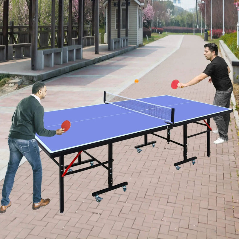 8FT Foldable Midsize Table Tennis Table Set With Paddles, Balls, And Net (SAK14735) by SAKSBY WHOLESALE