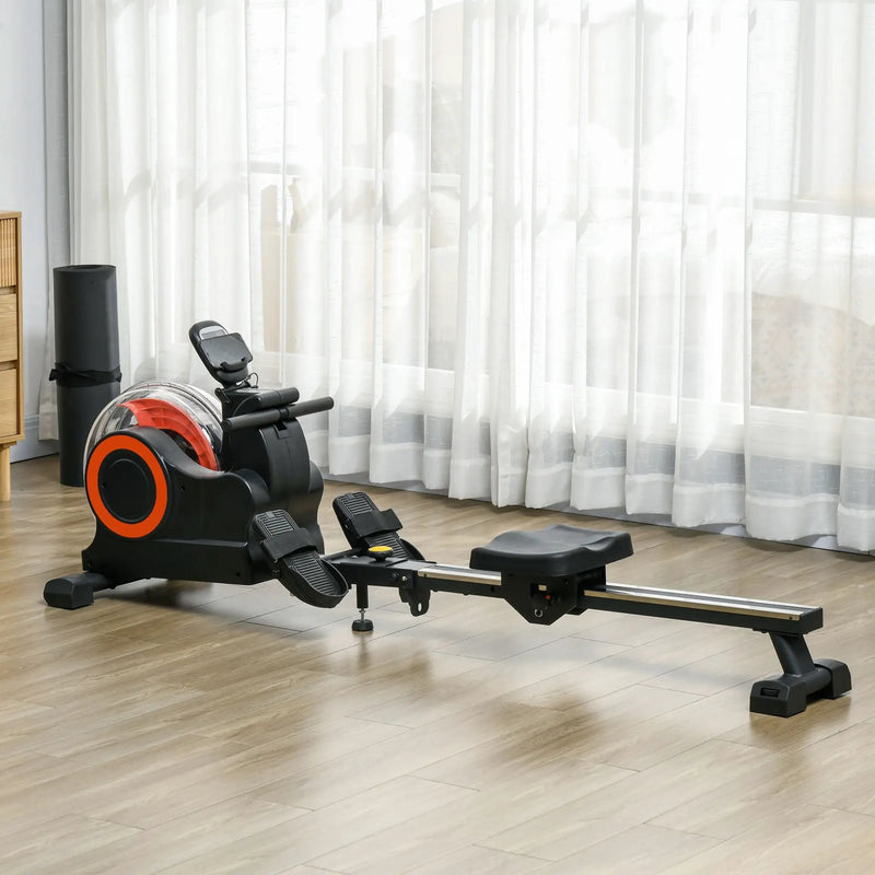 Rovix Foldable Water Rowing Machine With Adjustable Resistance, Wheels, LCD Monitor And Tablet Holder (SAK53758) by SAKSBY WHOLESALE