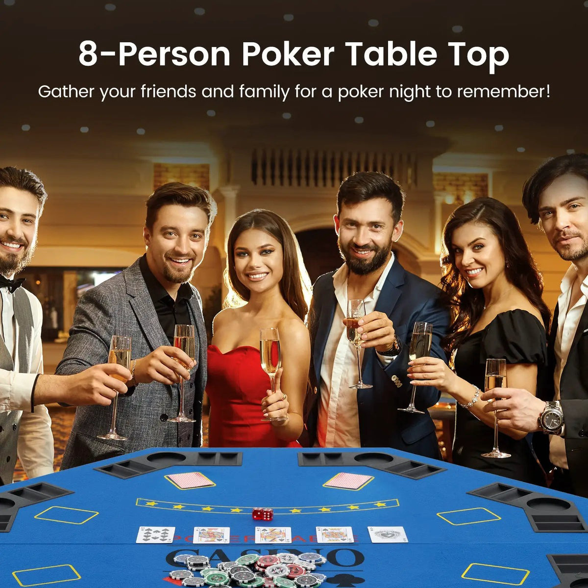 8-Player Foldable Poker Table Top with Carrying Bag by DirectDeals