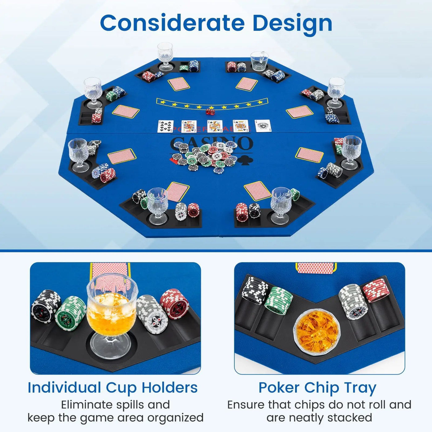 8-Player Foldable Poker Table Top with Carrying Bag by DirectDeals