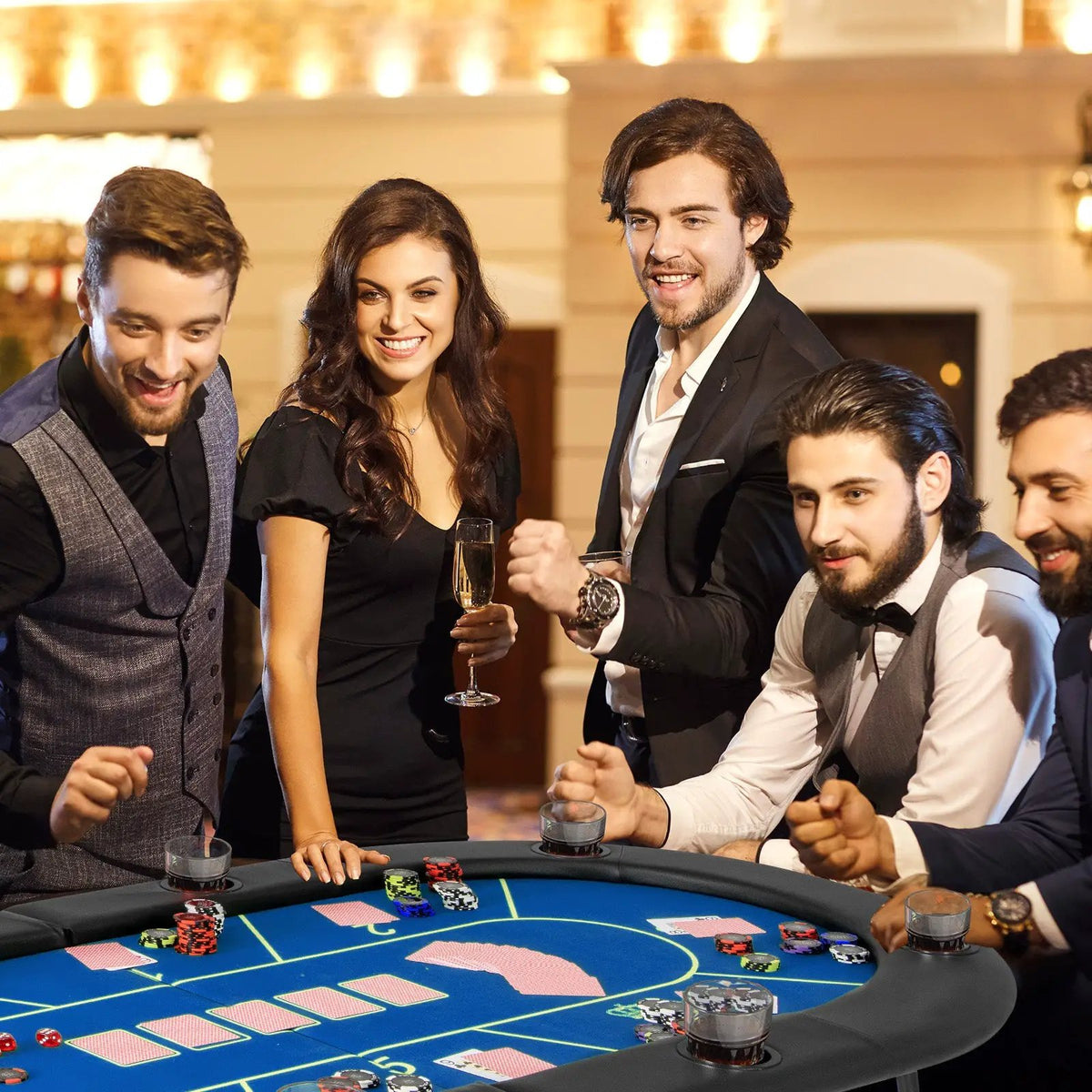 72 x 36 x 30.5 Inch Foldable Poker Table with 8 Cup Holders by DirectDeals