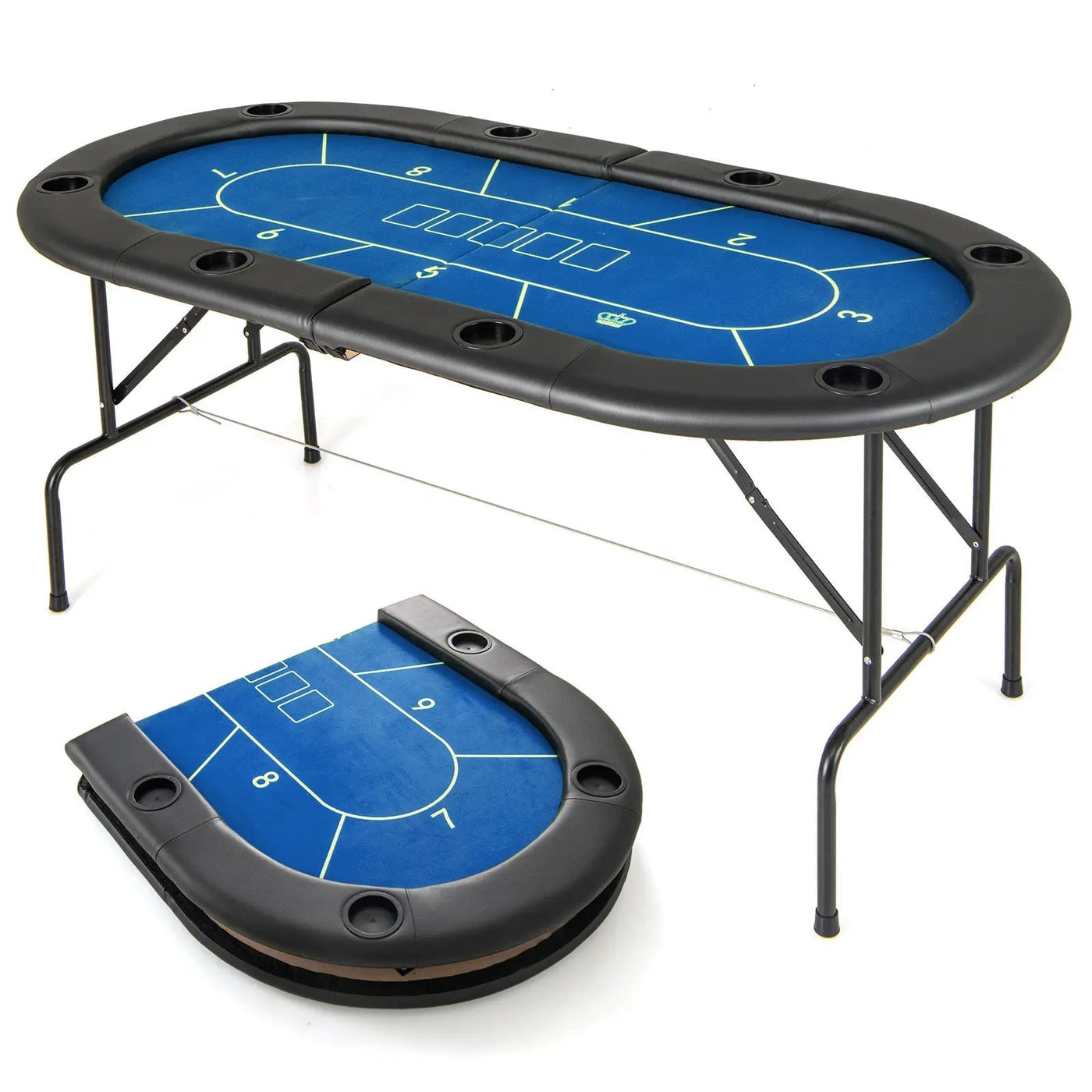72 x 36 x 30.5 Inch Foldable Poker Table with 8 Cup Holders by DirectDeals