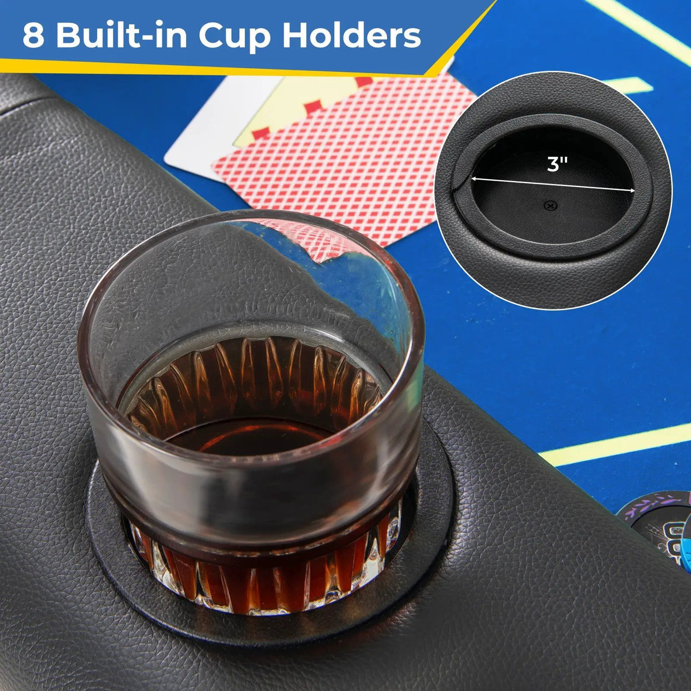 72 x 36 x 30.5 Inch Foldable Poker Table with 8 Cup Holders by DirectDeals