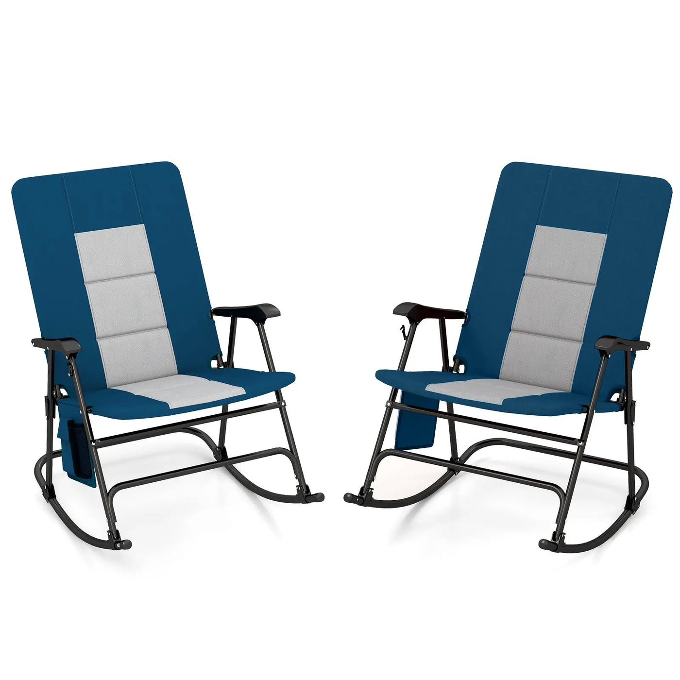 Foldable Rocking Padded Portable Camping Chair with Backrest and Armrest by DirectDeals