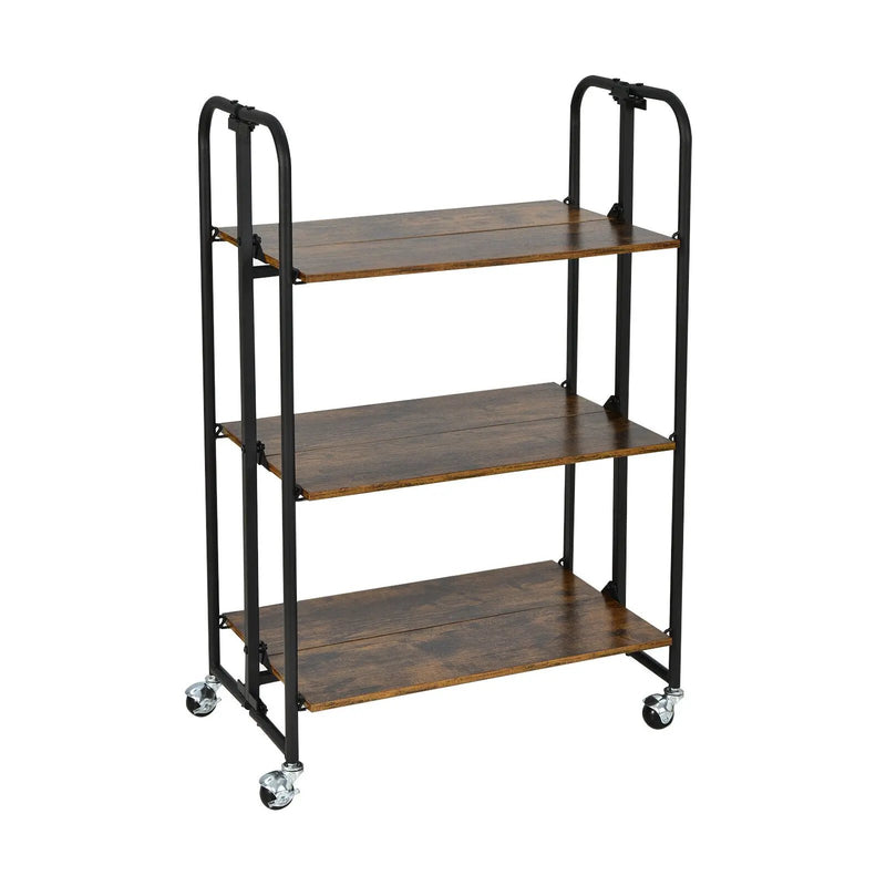 Foldable Rolling Cart with Storage Shelves for Kitchen-3-Tier by DirectDeals