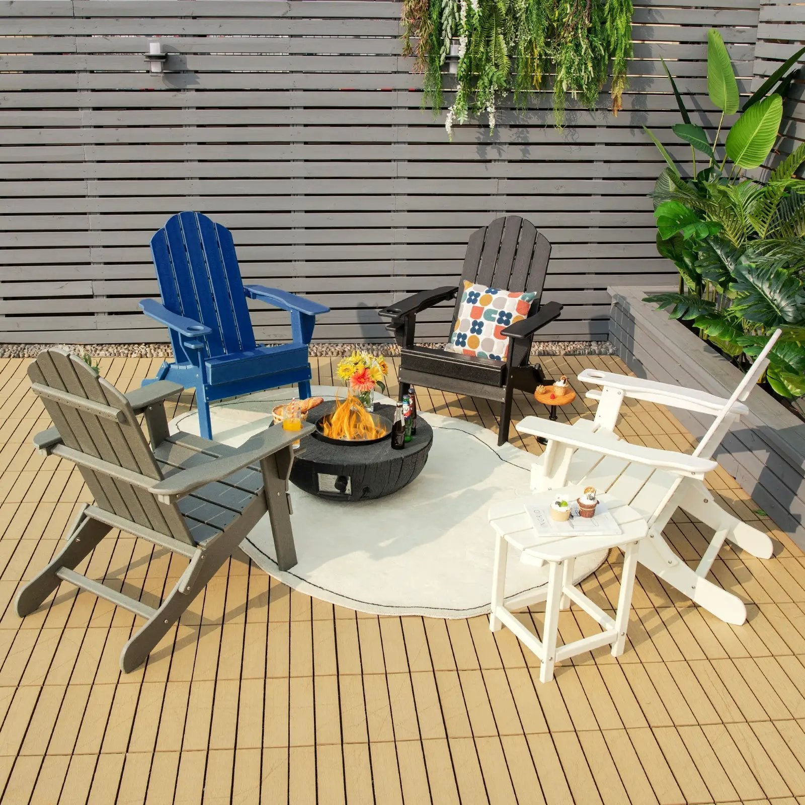 Foldable Weather Resistant Patio Chair with Built-in Cup Holder by DirectDeals