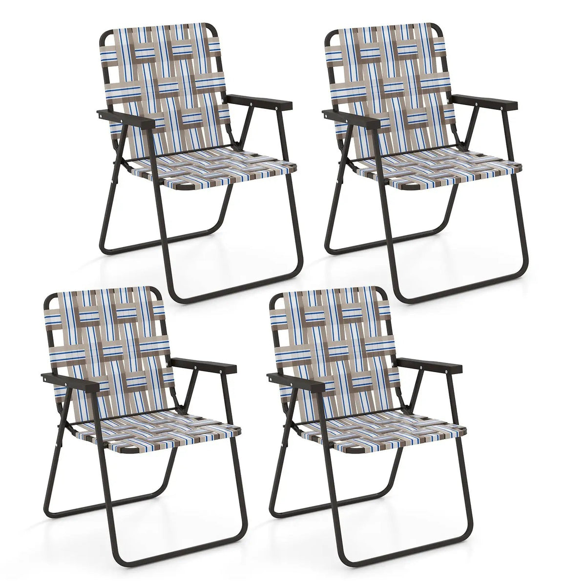 4 Pieces Folding Beach Chair Camping Lawn Webbing Chair by DirectDeals