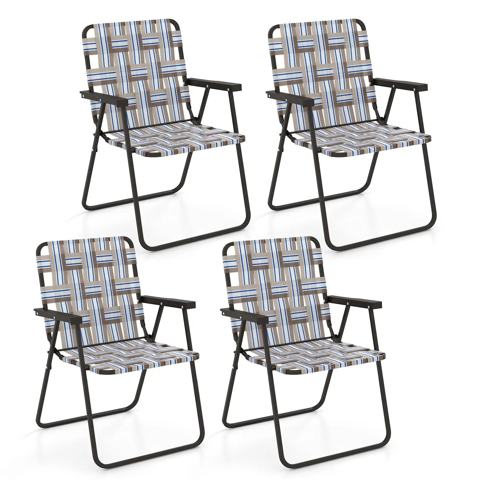 4 Pieces Folding Beach Chair Camping Lawn Webbing Chair by DirectDeals