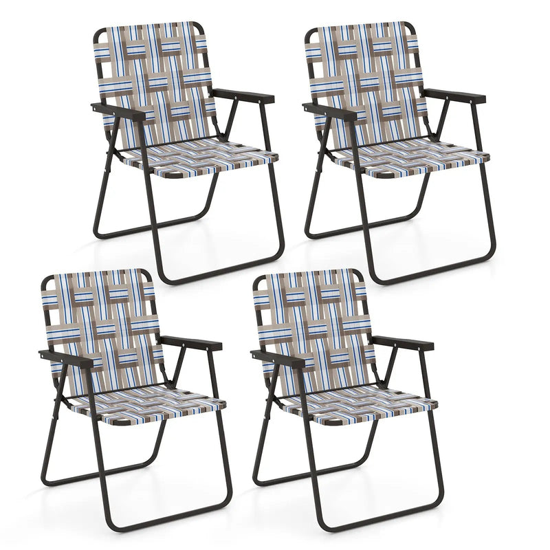 4 Pieces Folding Beach Chair Camping Lawn Webbing Chair by DirectDeals