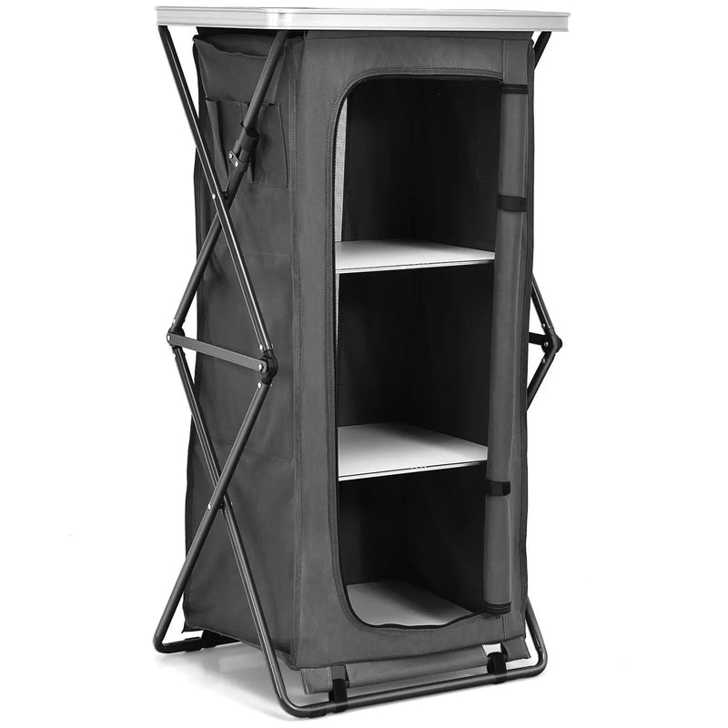 Folding Camping Storage Cabinet with 3 Shelves and Carry Bag by DirectDeals