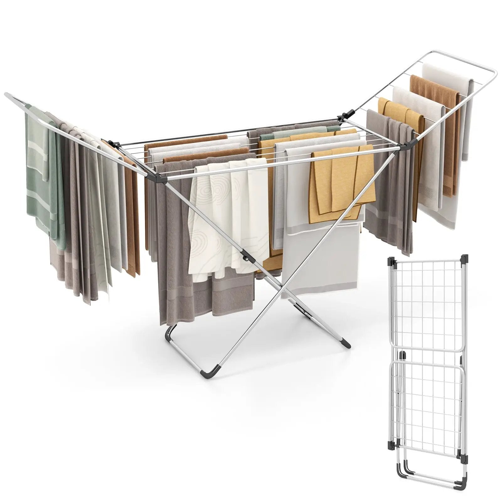 Folding Clothes Drying Rack with Adjustable Wings for Indoor and Outdoor Use by DirectDeals
