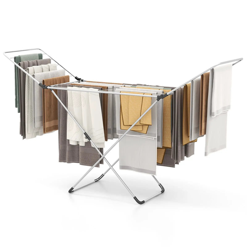 Folding Clothes Drying Rack with Adjustable Wings for Indoor and Outdoor Use by DirectDeals