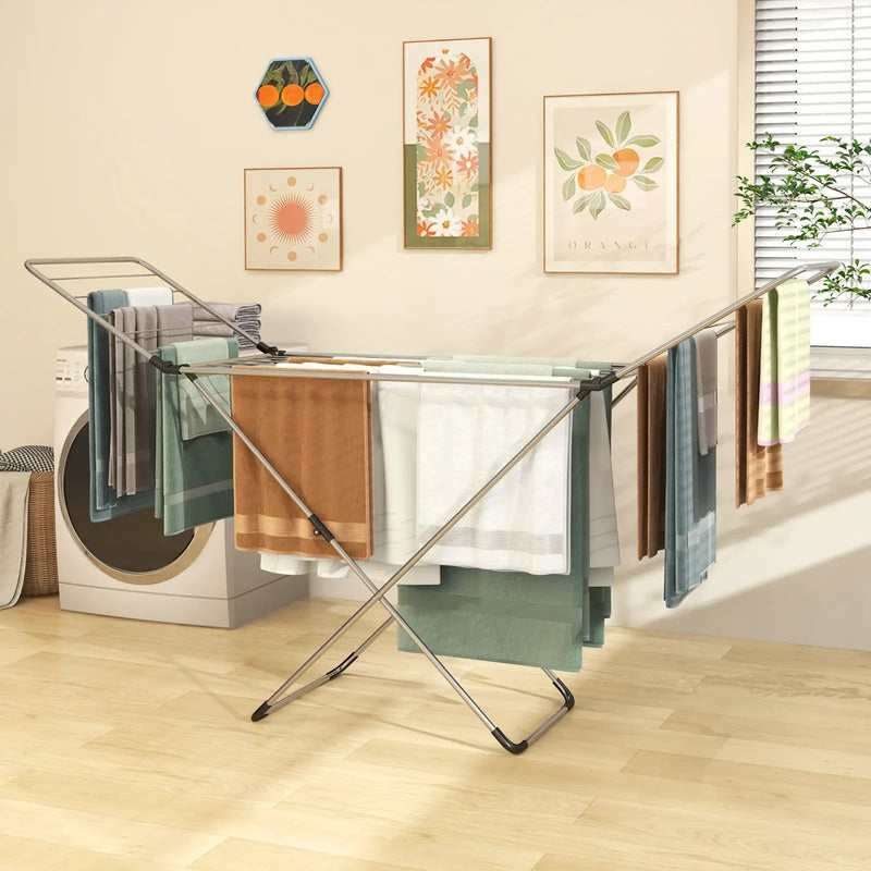 Folding Clothes Drying Rack with Adjustable Wings for Indoor and Outdoor Use by DirectDeals