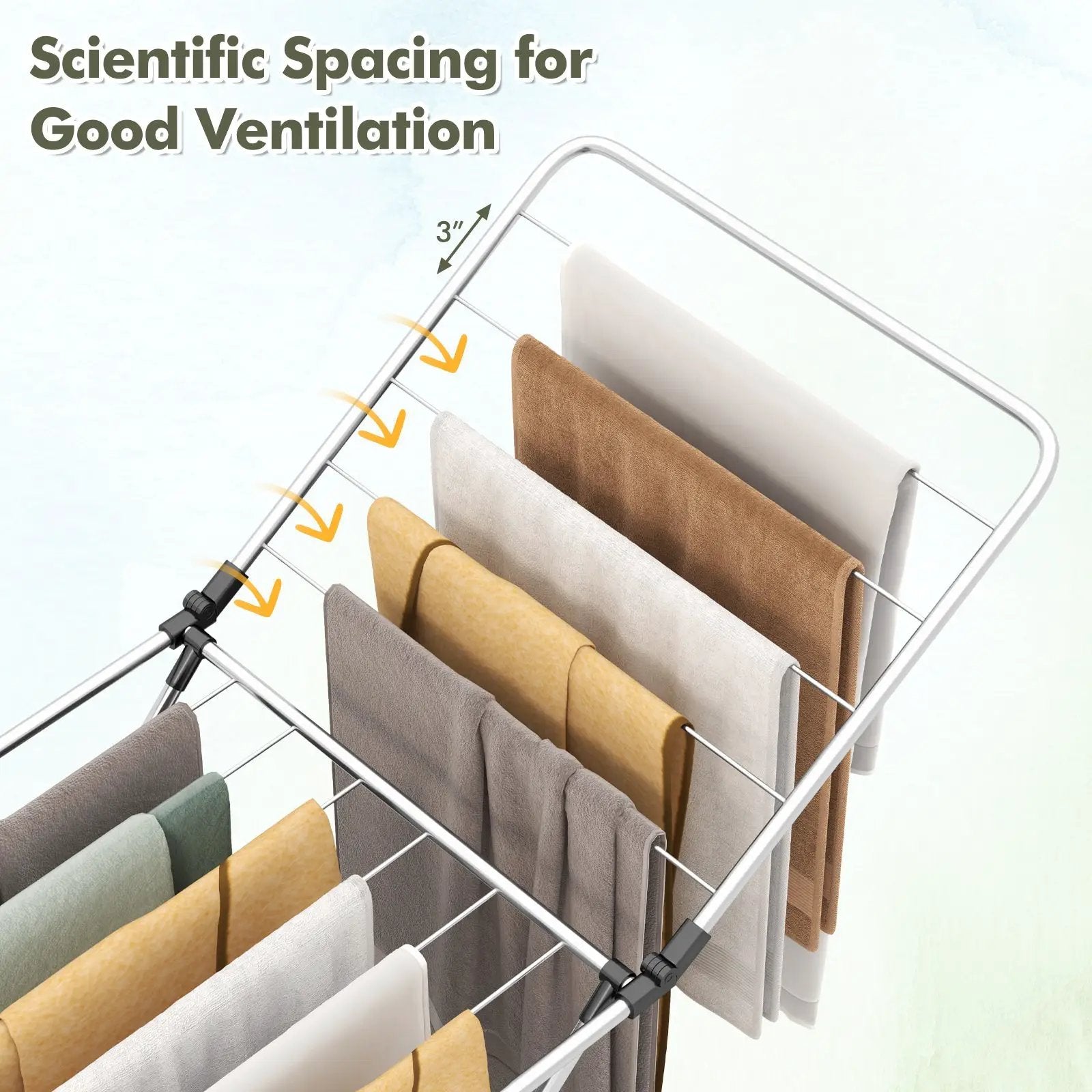 Folding Clothes Drying Rack with Adjustable Wings for Indoor and Outdoor Use by DirectDeals