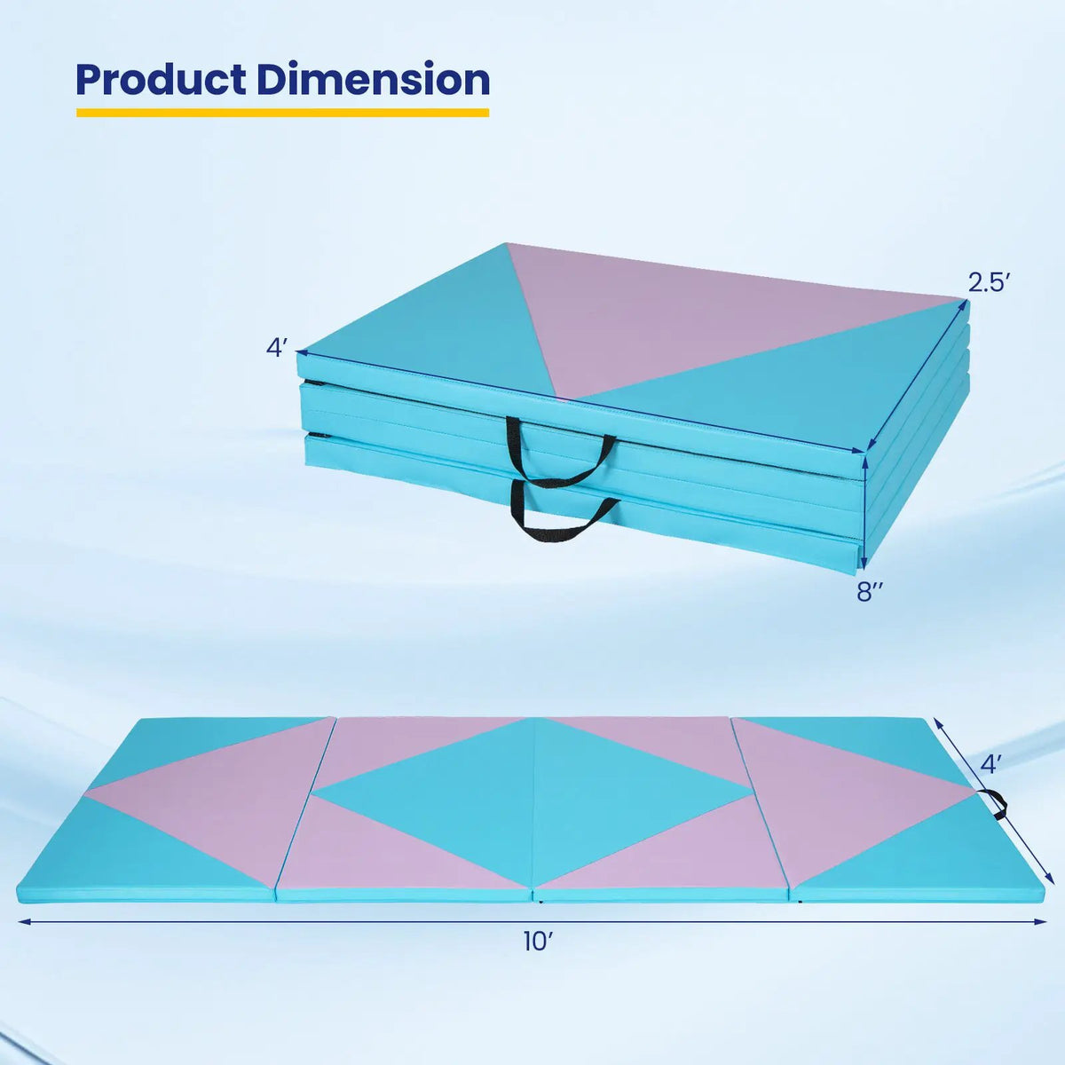 4-Panel PU Leather Folding Exercise Gym Mat with Hook and Loop Fasteners by DirectDeals