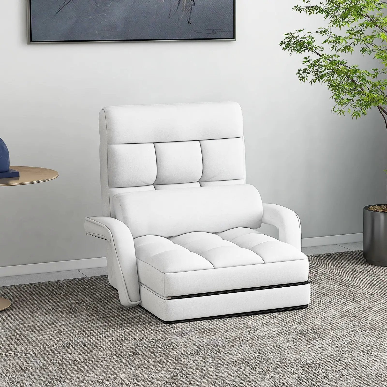 Folding Lazy Floor Chair Sofa with Armrests and Pillow by DirectDeals