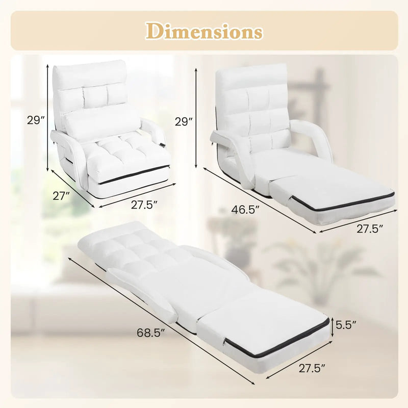 Folding Lazy Floor Chair Sofa with Armrests and Pillow by DirectDeals