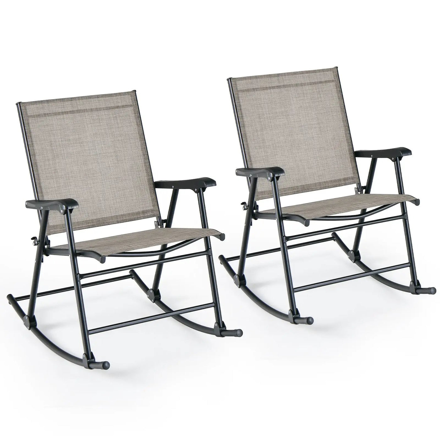 Folding Rocking Chair with Breathable Seat Fabric Set of 2 by DirectDeals