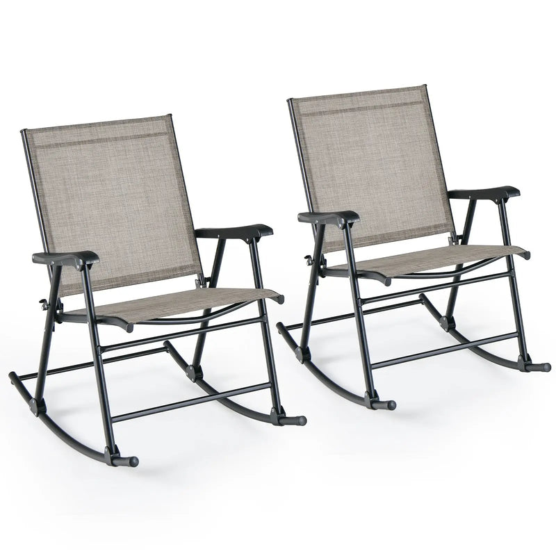Folding Rocking Chair with Breathable Seat Fabric Set of 2 by DirectDeals