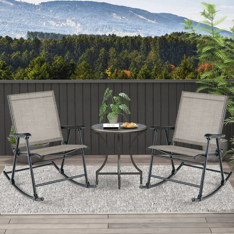 Folding Rocking Chair with Breathable Seat Fabric Set of 2 by DirectDeals