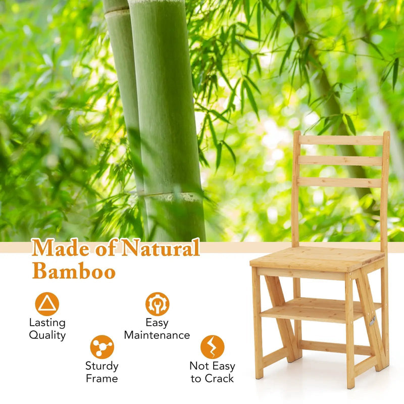 Multifunctional 3-in-1 Ladder Chair Display Plant Stand for Library Kitchen Office by DirectDeals