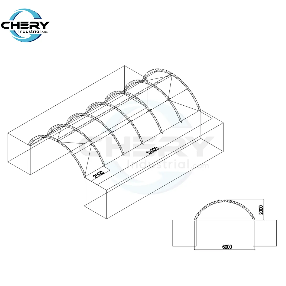 Reinforced 20'x40' Double Truss Container Shelter by Chery Industrial