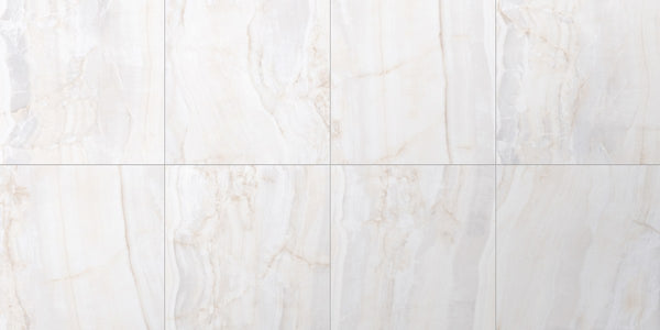 Forty8 Crystal Onyx Honed Marble Look Porcelain Tiles 48x48, several pieces laid together