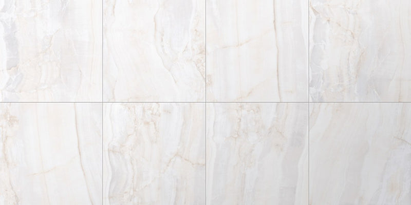 Forty8 Crystal Onyx Honed Marble Look Porcelain Tiles 48x48, several pieces laid together