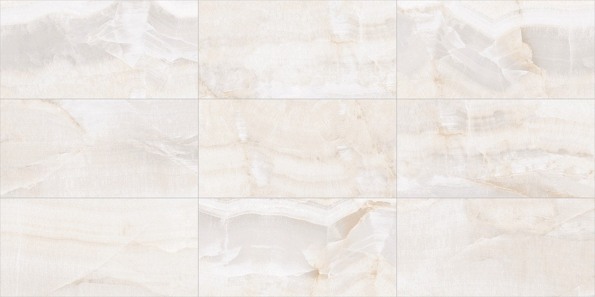 Forty8 Crystal Onyx Polished Marble Look Porcelain Tiles 48x48, several pieces laid together, view 3