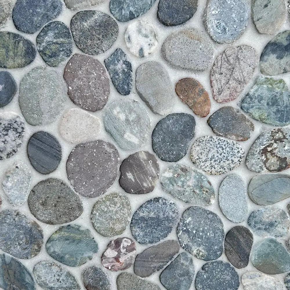Fossil Blue Earth Tan Natural Pebble Mosaics 12x12 by Stonetiledepot