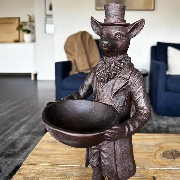Standing Fox Bronze Bowl | Dapper Critters Collection by Decor Steals