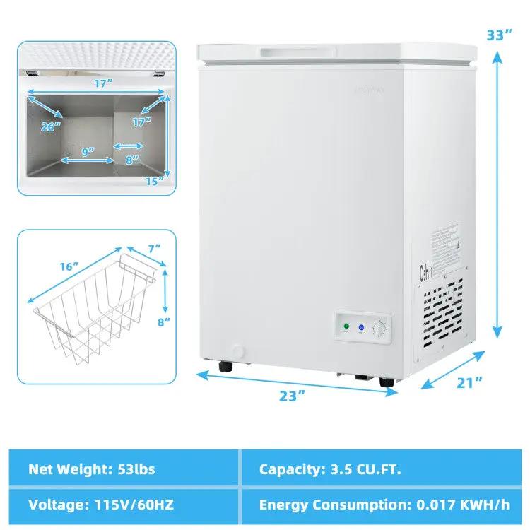 3.5/5 Cu.ft Compact Chest Freezer with Removable Storage Basket by DirectDeals