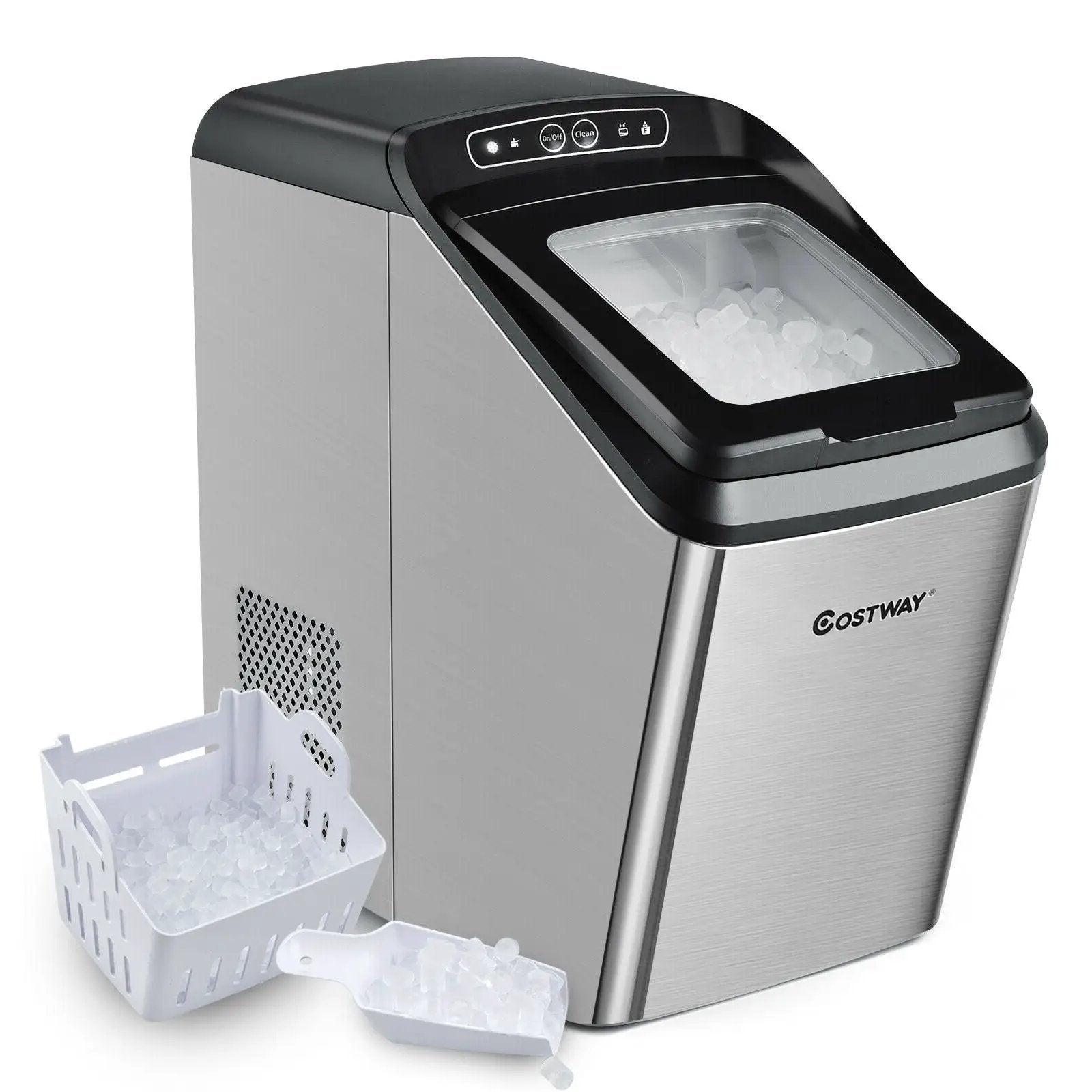 Ice Making Machine with 29 Pounds Pebble Ice per Day-Silver by DirectDeals