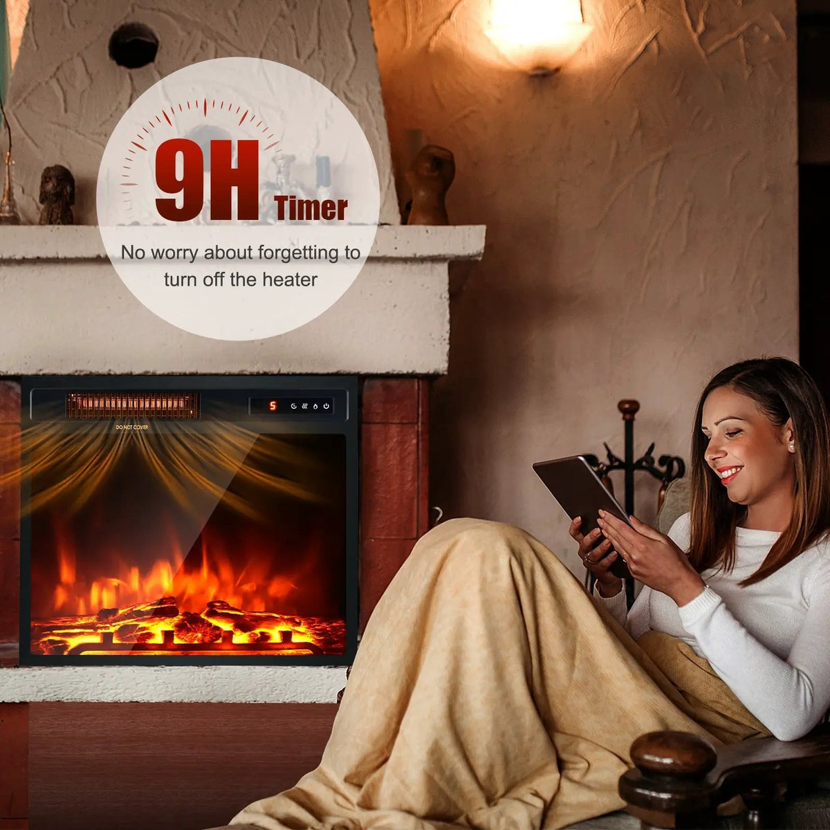 18 Inch 1500W Electric Fireplace Freestanding and Recessed Heater by DirectDeals