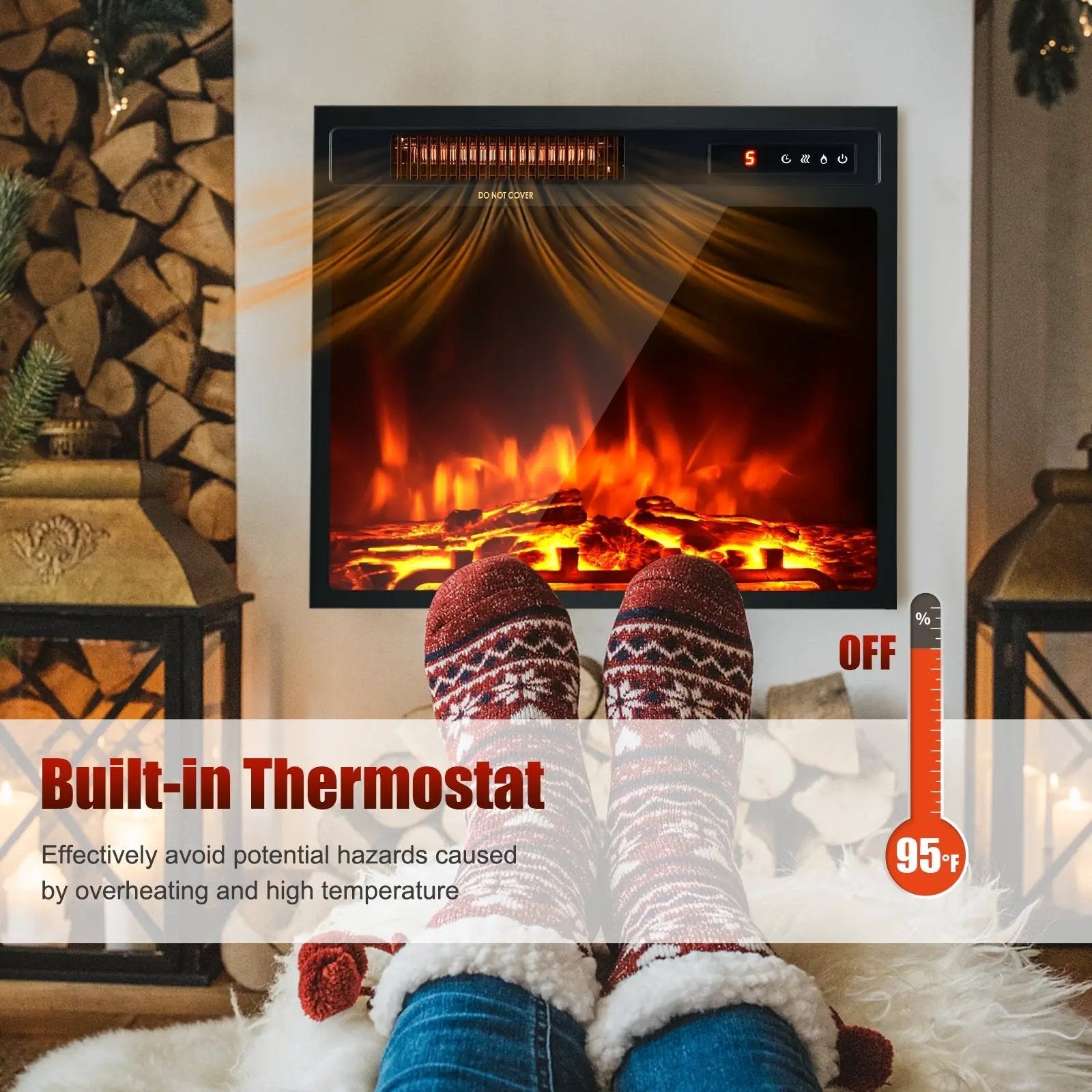 18 Inch 1500W Electric Fireplace Freestanding and Recessed Heater by DirectDeals