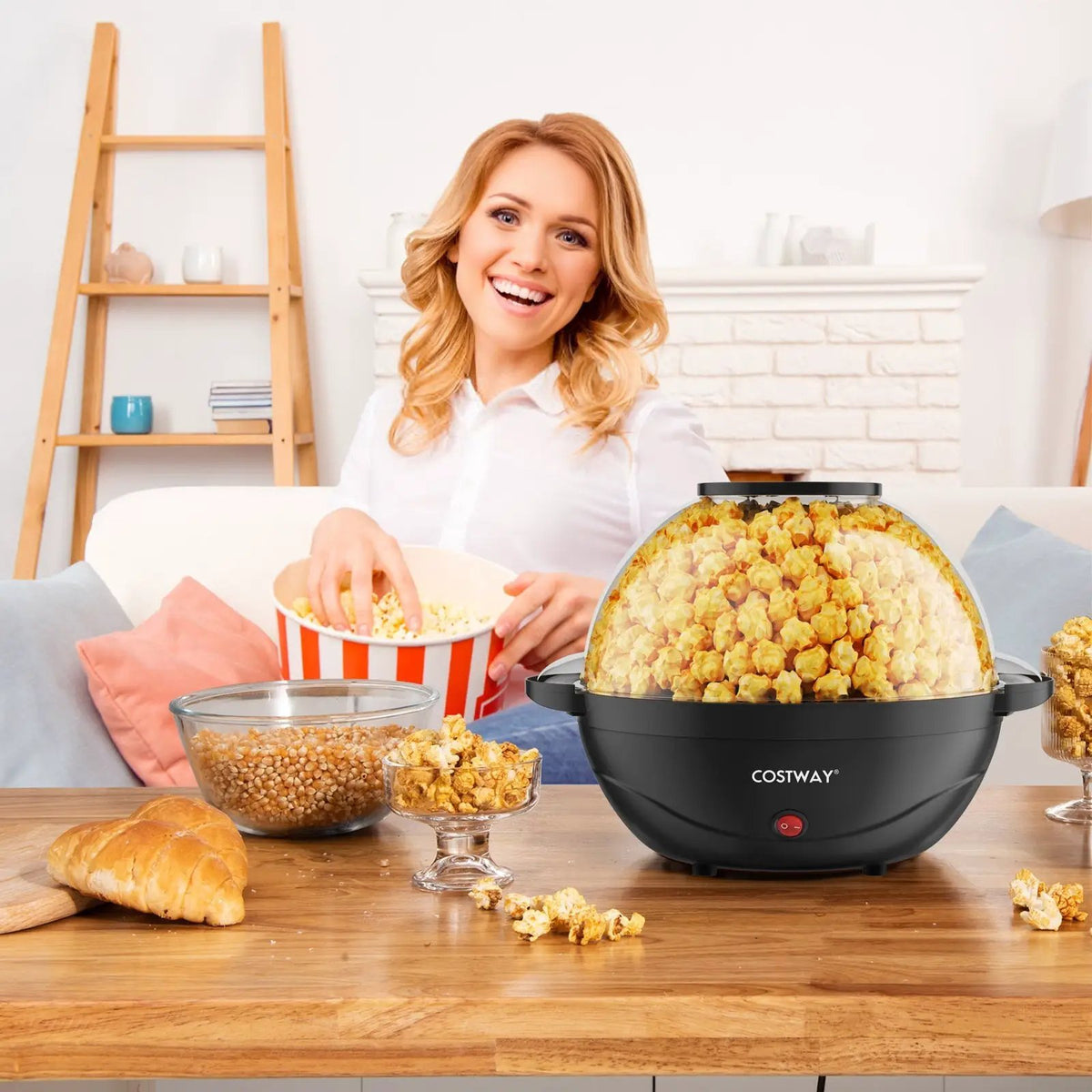 6QT Stirring Popcorn Popper Maker with Nonstick Plate by DirectDeals