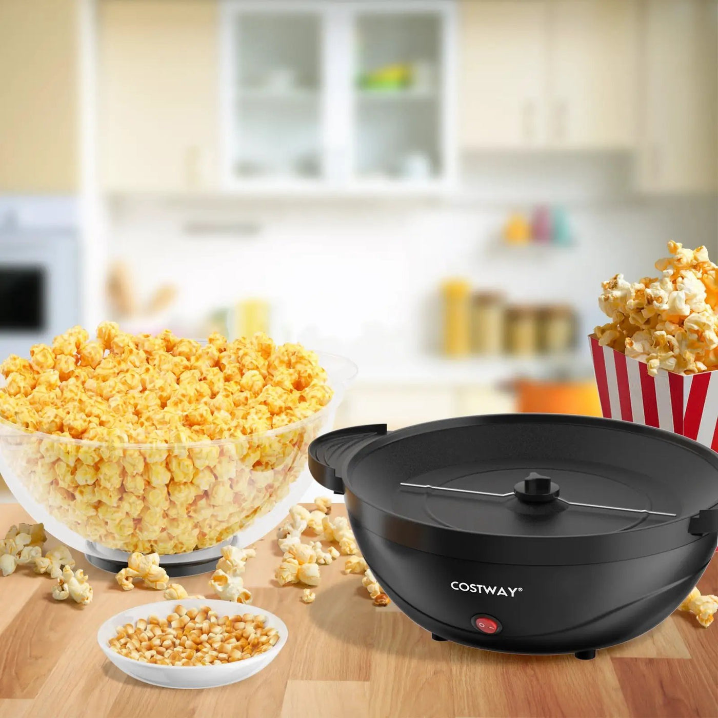 6QT Stirring Popcorn Popper Maker with Nonstick Plate by DirectDeals