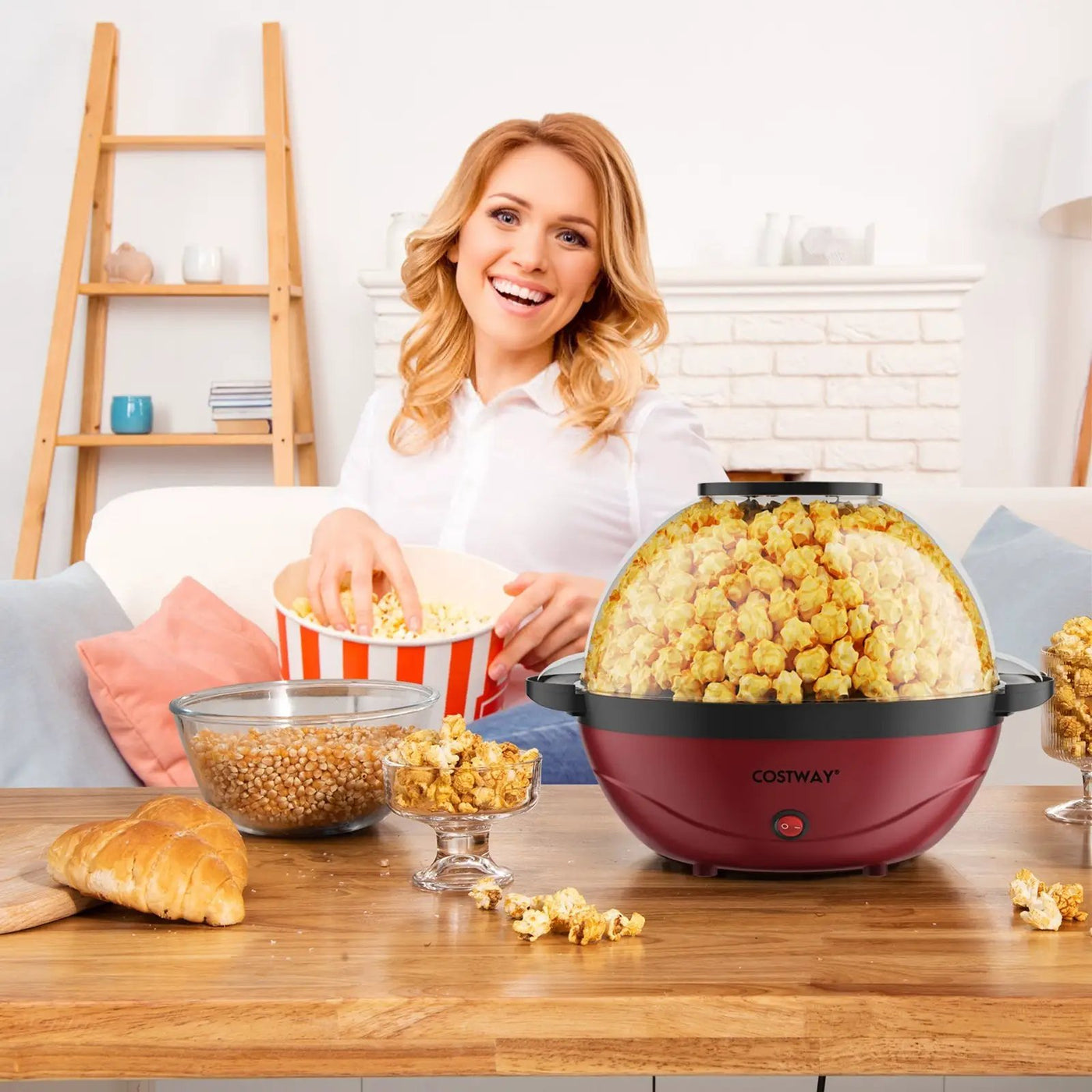 6QT Stirring Popcorn Popper Maker with Nonstick Plate by DirectDeals
