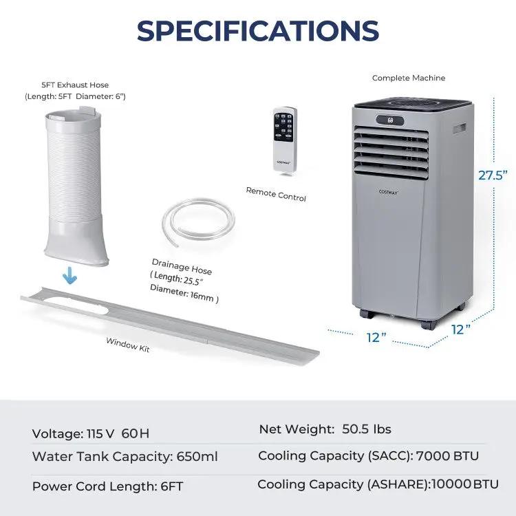 10000 BTU 4-in-1 Portable Air Conditioner with Dehumidifier and Fan Mode by DirectDeals