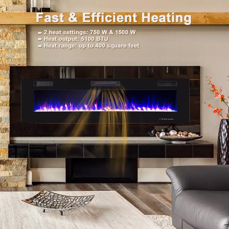 68" Ultra-Thin Recessed Electric Fireplace by DirectDeals