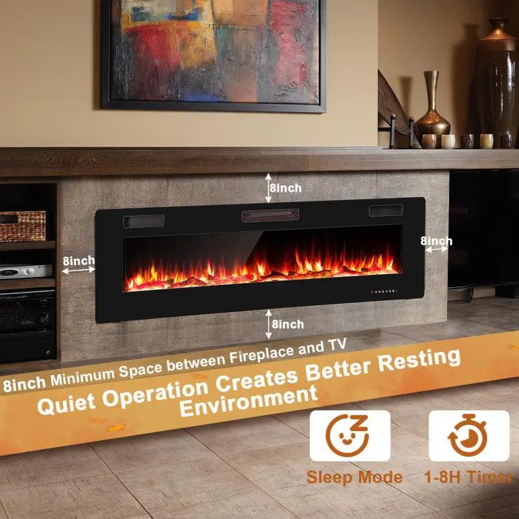 68" Ultra-Thin Recessed Electric Fireplace by DirectDeals