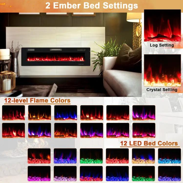 68" Ultra-Thin Recessed Electric Fireplace by DirectDeals