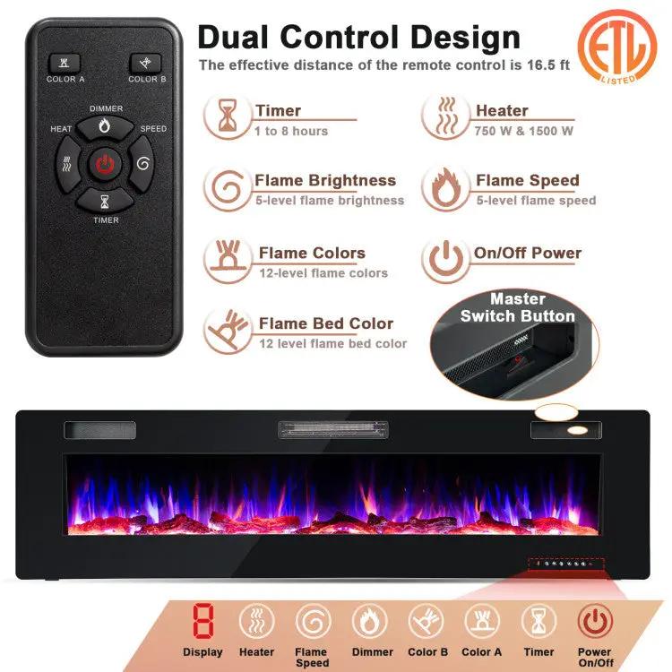 68" Ultra-Thin Recessed Electric Fireplace by DirectDeals