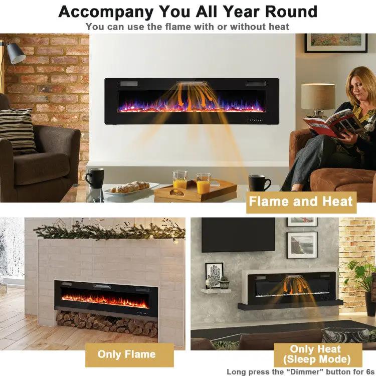 68" Ultra-Thin Recessed Electric Fireplace by DirectDeals