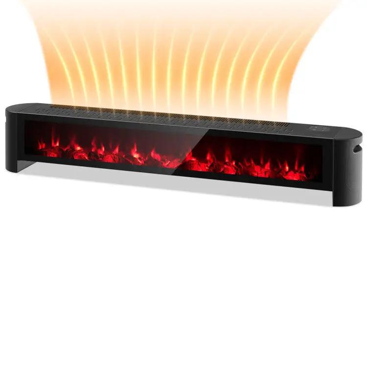 1400W Electric Baseboard Heater with Realistic Multicolor Flame-Black by DirectDeals