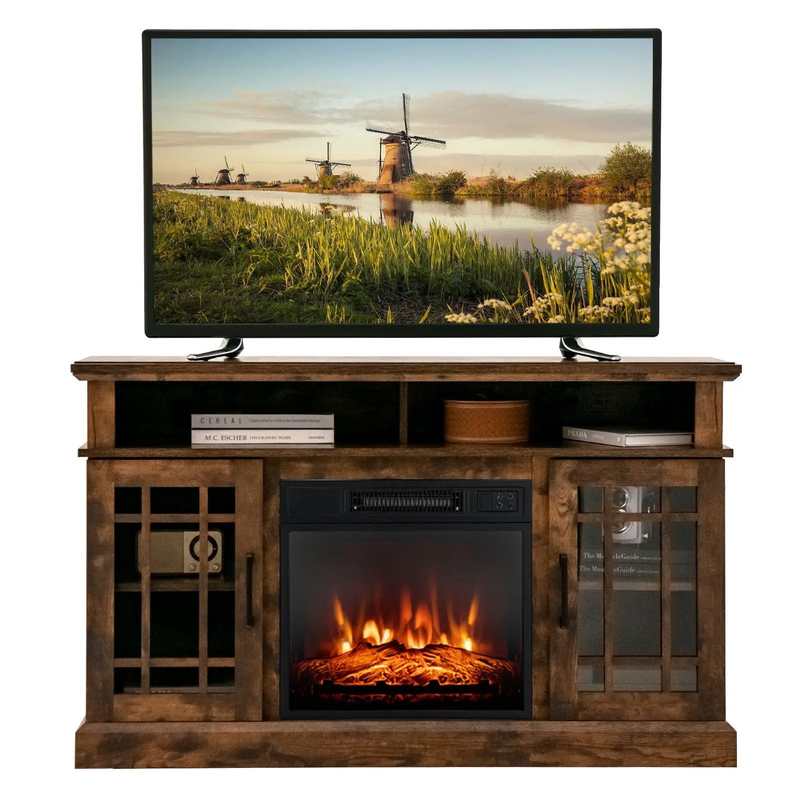 48 Inch Electric Fireplace TV Stand with Cabinets for TVs Up to 5 by DirectDeals