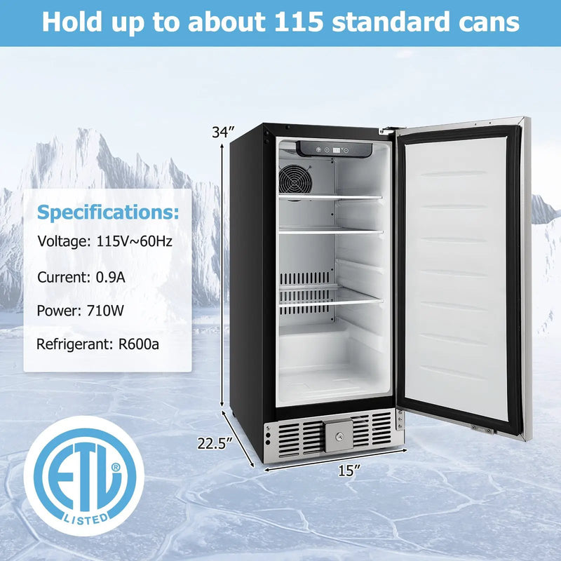 Compact Refrigerator with Adjustable Thermostat and Stainless Steel Door-Silver by DirectDeals