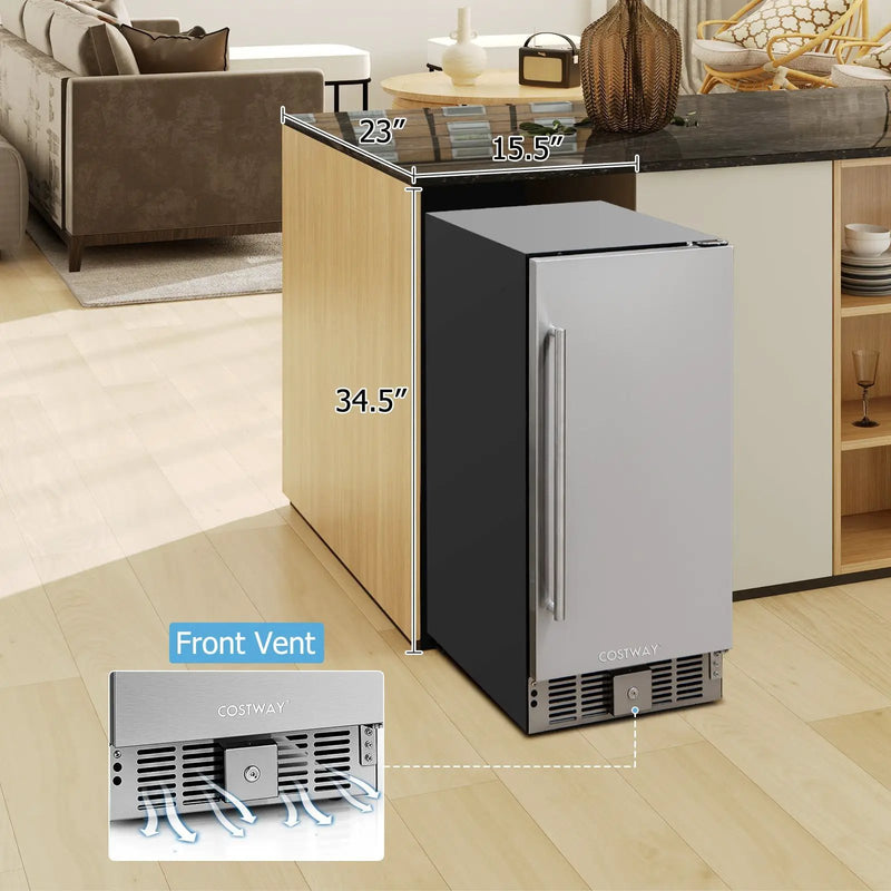 Compact Refrigerator with Adjustable Thermostat and Stainless Steel Door-Silver by DirectDeals